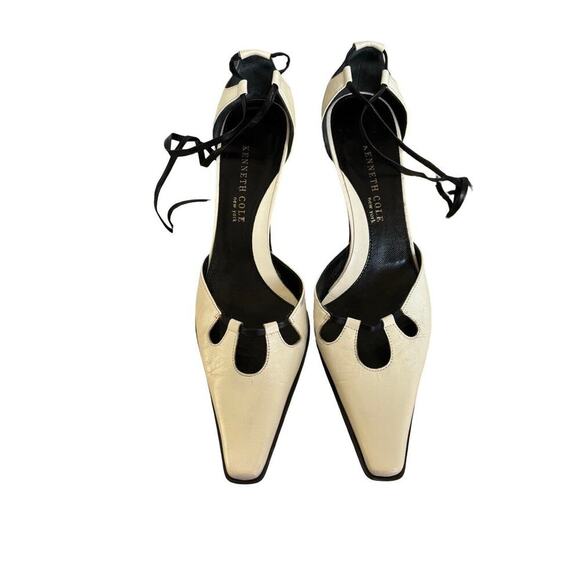 90'S Y2K KENNETH COLE NY LACE UP POINTED TOE PUMPS HEELS SIZE 6 MADE IN ITALY. - Picture 3 of 8